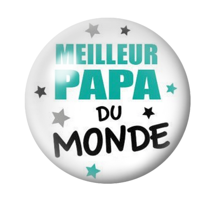 Cabochon en Verre Illustré "Meilleur Papa du Monde" 12 à 25mm