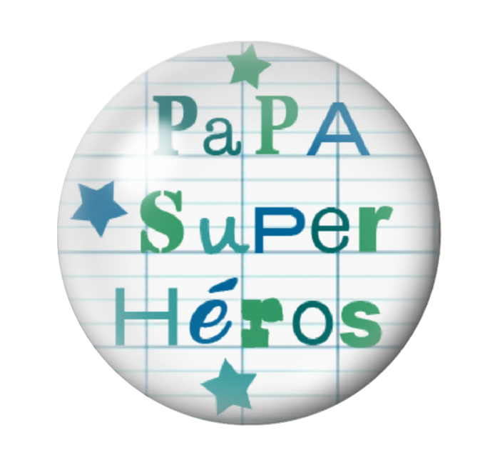 Cabochon en Verre Illustré "Papa Super Héros" 12 à 25mm