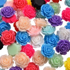 10 Cabochons Rose en Résine Multicolore 18mm