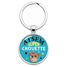 Porte-clé "Atsem Super Chouette" Turquoise Cadeau de Fin d’Année pour la Création de Bijoux Fantaisie - DIY