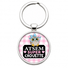 Porte-clé "Atsem Super Chouette" Vichy Cadeau de Fin d’Année pour la Création de Bijoux Fantaisie - DIY