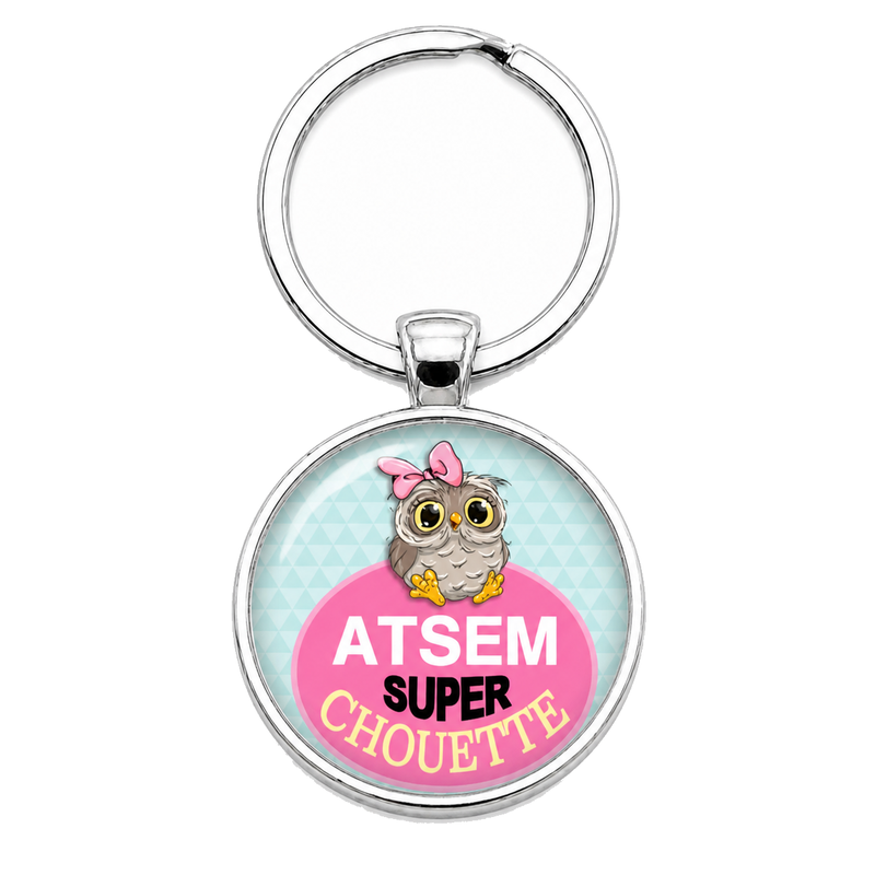 Porte-clé "Atsem Super Chouette" Pastel Cadeau de Fin d’Année