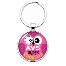 Porte-clé "AVS Super Chouette" Rose Cadeau de Fin d’Année d’École pour la Création de Bijoux Fantaisie - DIY