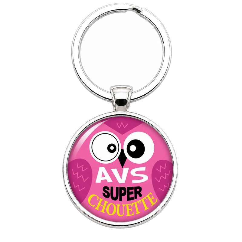 Porte-clé "AVS Super Chouette" Rose Cadeau de Fin d’Année d’École