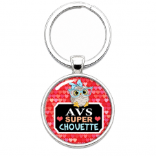 Porte-clé "AVS Super Chouette" Rouge Cadeau de Fin d’Année d’École pour la Création de Bijoux Fantaisie - DIY