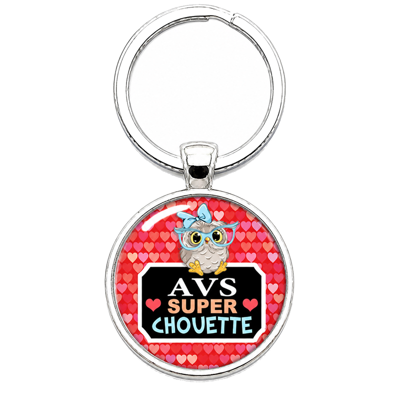 Porte-clé "AVS Super Chouette" Rouge Cadeau de Fin d’Année d’École
