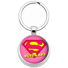 Porte-clé "Super AVS" Emblème Cadeau de Fin d’Année d’École pour la Création de Bijoux Fantaisie - DIY