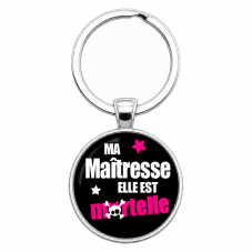 Porte-Clé Fait Main Ma Maîtresse elle est mortelle Verre 25mm pour la Création de Bijoux Fantaisie - DIY
