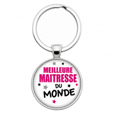 Porte-Clé Fait Main Meilleure Maîtresse du monde Verre 25mm pour la Création de Bijoux Fantaisie - DIY