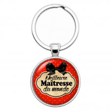 Porte-Clé Fait Main Meilleure Maîtresse du monde Verre 25mm pour la Création de Bijoux Fantaisie - DIY