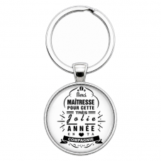 Porte-Clé Fait Main Merci Maîtresse pour cette Jolie Année Verre 25mm pour la Création de Bijoux Fantaisie - DIY