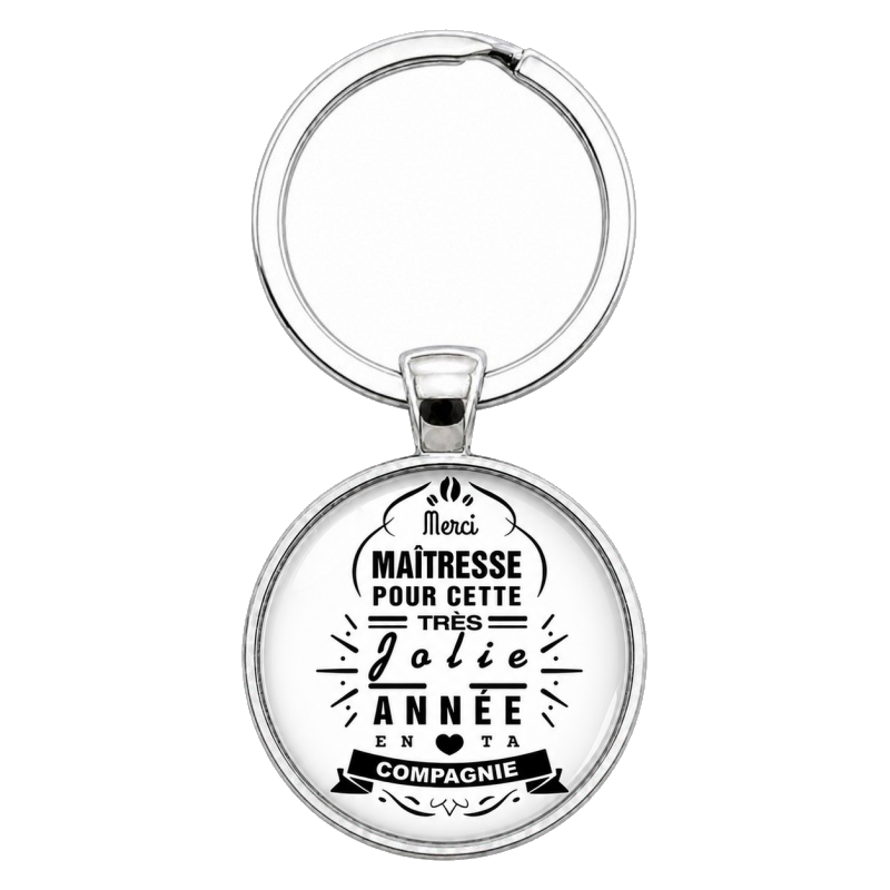 Porte-Clé Fait Main Merci Maîtresse pour cette Jolie Année Verre 25mm