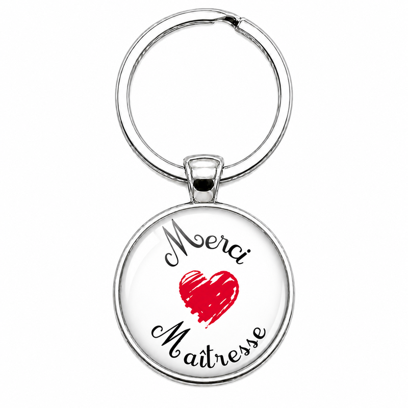 Porte-Clé Fait Main Merci Maîtresse Verre 25mm