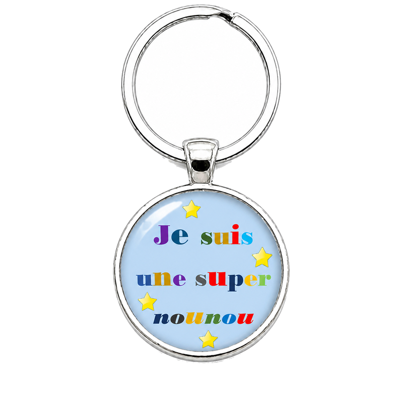 Porte-clé "Je Suis une Super Nounou" Étoiles Cadeau de Fin d’Année d’École