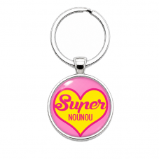 Porte-clé "Super Nounou" Cœur Rose Cadeau de Fin d’Année d’École pour la Création de Bijoux Fantaisie - DIY