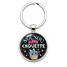 Porte-clé "Nounou Super Chouette" Noir Cadeau de Fin d’Année d’École pour la Création de Bijoux Fantaisie - DIY