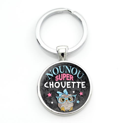 Porte-clé "Nounou Super Chouette" Cadeau de Fin d'Année d’École
