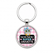 Porte-clé "Nounou Super Chouette" Vichy Cadeau de Fin d’Année d’École pour la Création de Bijoux Fantaisie - DIY