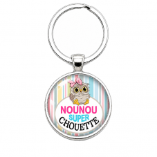 Porte-clé "Nounou Super Chouette" Rayures Cadeau de Fin d’Année d’École pour la Création de Bijoux Fantaisie - DIY