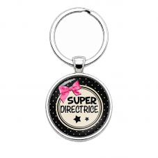 Porte-clé "Super Directrice" Nœud Rose Cadeau de Fin d’Année d’École pour la Création de Bijoux Fantaisie - DIY