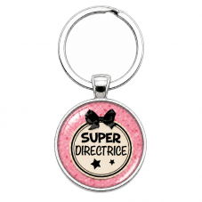 Porte-clé "Super Directrice" Rose et Noir Cadeau de Fin d’Année d’École pour la Création de Bijoux Fantaisie - DIY