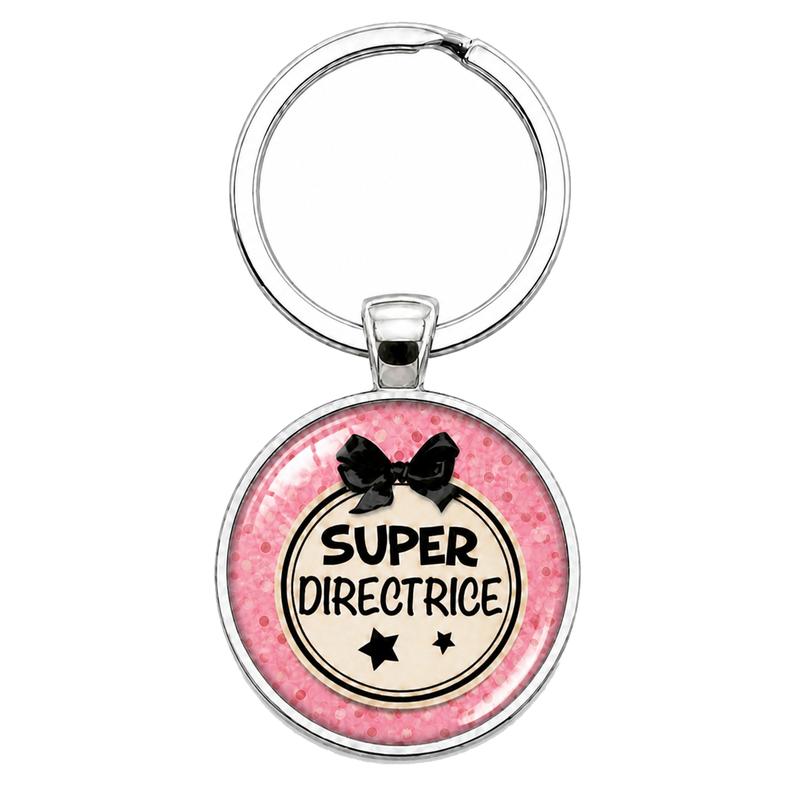 Porte-clé "Super Directrice" Rose et Noir Cadeau de Fin d’Année d’École