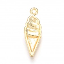 2 Breloques Glace Émail Rose Métal Doré 25x8mm