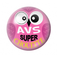 Cabochon en Verre Illustré "AVS Super Chouette" 12 à 25mm pour la Création de Bijoux Fantaisie - DIY
