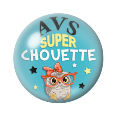 Cabochon en Verre Illustré "AVS Super Chouette" 12 à 25mm pour la Création de Bijoux Fantaisie - DIY