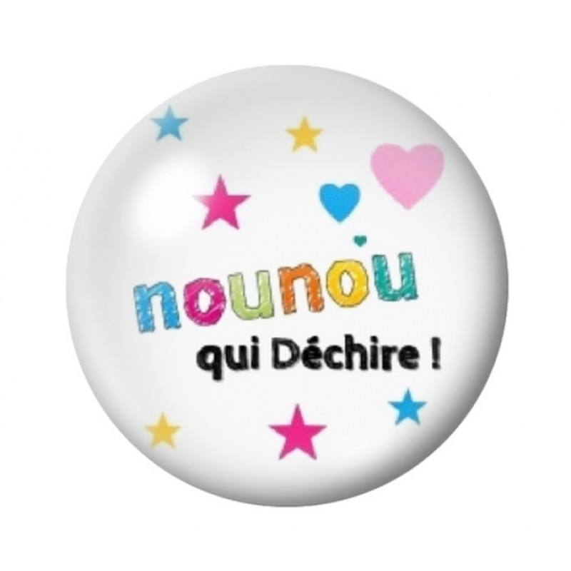 Cabochon en Verre Illustré "Nounou qui Déchire" 12 à 25mm