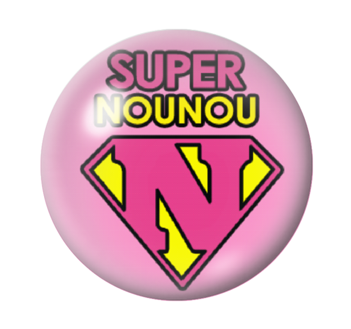 Cabochon en Verre Illustré "Super Nounou" 12 à 25mm