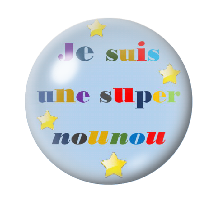 Cabochon en Verre Illustré "Super Nounou" 12 à 25mm