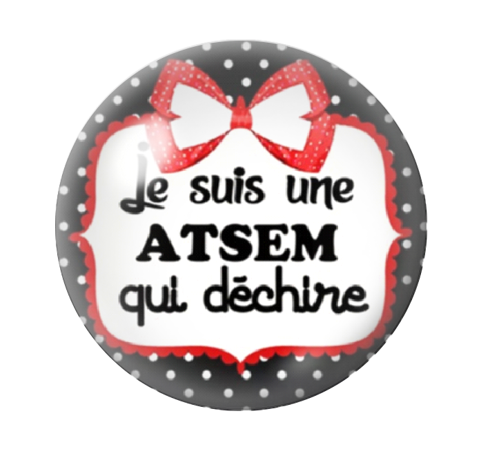 Cabochon en Verre Illustré "Atsem qui Déchire" 12 à 25mm