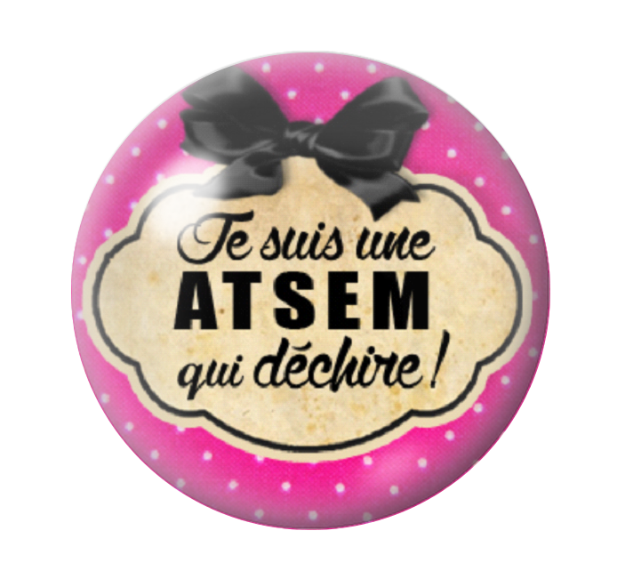 Cabochon en Verre Illustré "Atsem qui Déchire" 12 à 25mm