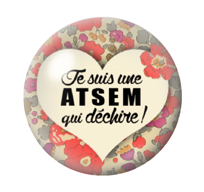 Cabochon en Verre Illustré "Atsem qui Déchire" 12 à 25mm