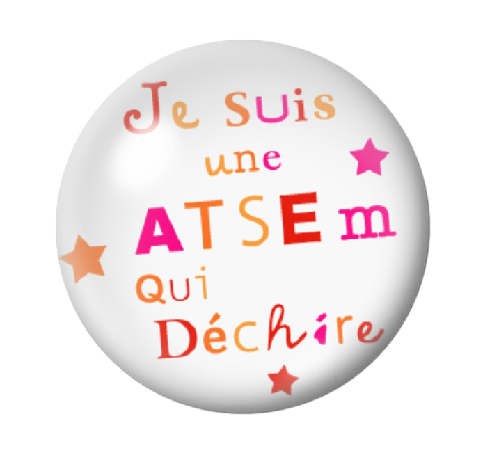Cabochon en Verre Illustré "Atsem qui Déchire" 12 à 25mm