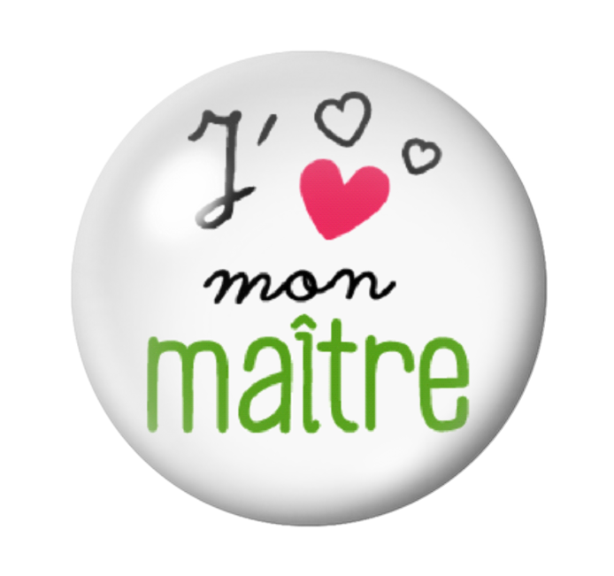 Cabochon en Verre Illustré "J'aime mon Maître" 12 à 25mm