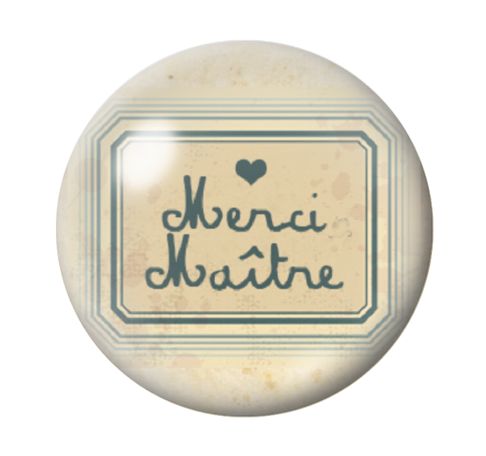 Cabochon en Verre Illustré "Merci Maître" 12 à 25mm
