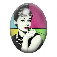 Cabochon en Verre Illustré Audrey Hepburn Pop Art Multicolore 13x18, 18x25 ou 30x40mm pour la création de bijoux fantaisie - DIY