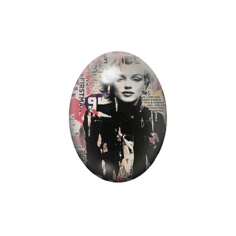 Cabochon en Verre Illustré Marilyn Monroe 13x18, 18x25 ou 30x40mm