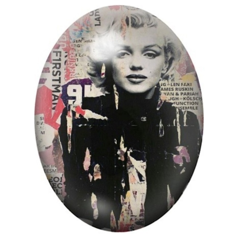 Cabochon en Verre Illustré Marilyn Monroe Collage Rock 13x18, 18x25 ou 30x40mm