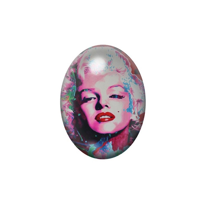 Cabochon en Verre Illustré Marilyn Monroe 13x18, 18x25 ou 30x40mm