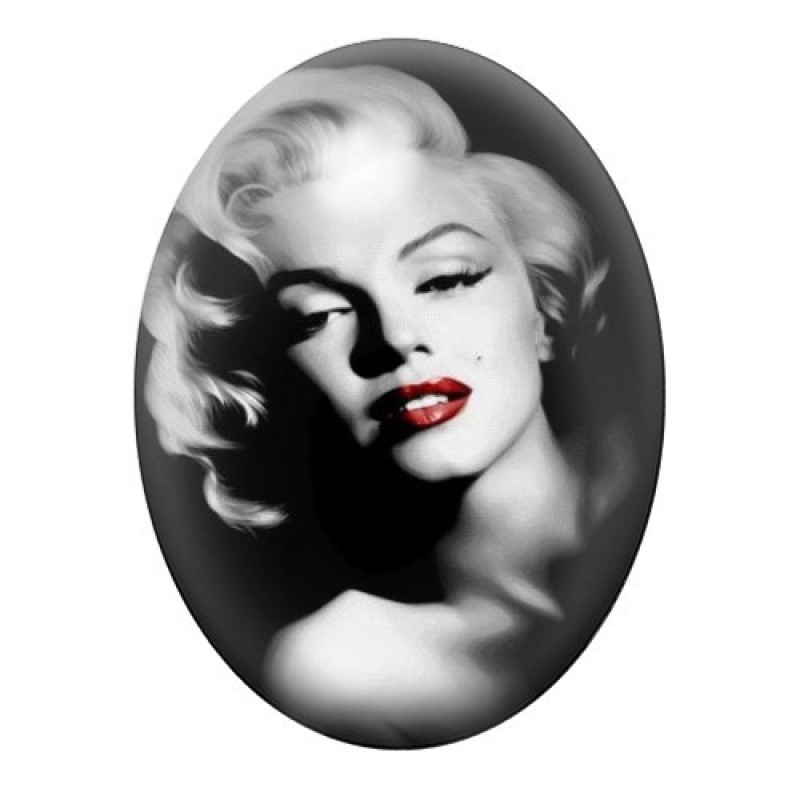Cabochon en Verre Illustré Marilyn Monroe Noir & Blanc 13x18, 18x25 ou 30x40mm