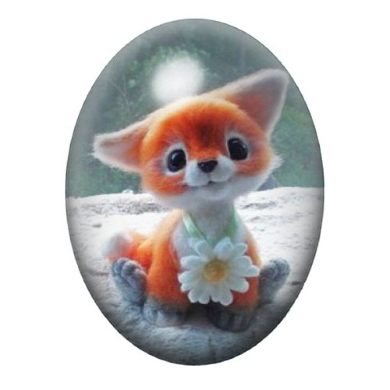 Cabochon en Verre Illustré Animaux Renard 13x18, 18x25 ou 30x40mm