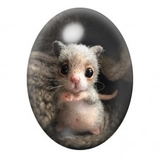 Cabochon en Verre Illustré Petite Souris au Regard Tendre 13x18, 18x25 ou 30x40mm pour la création de bijoux fantaisie - DIY