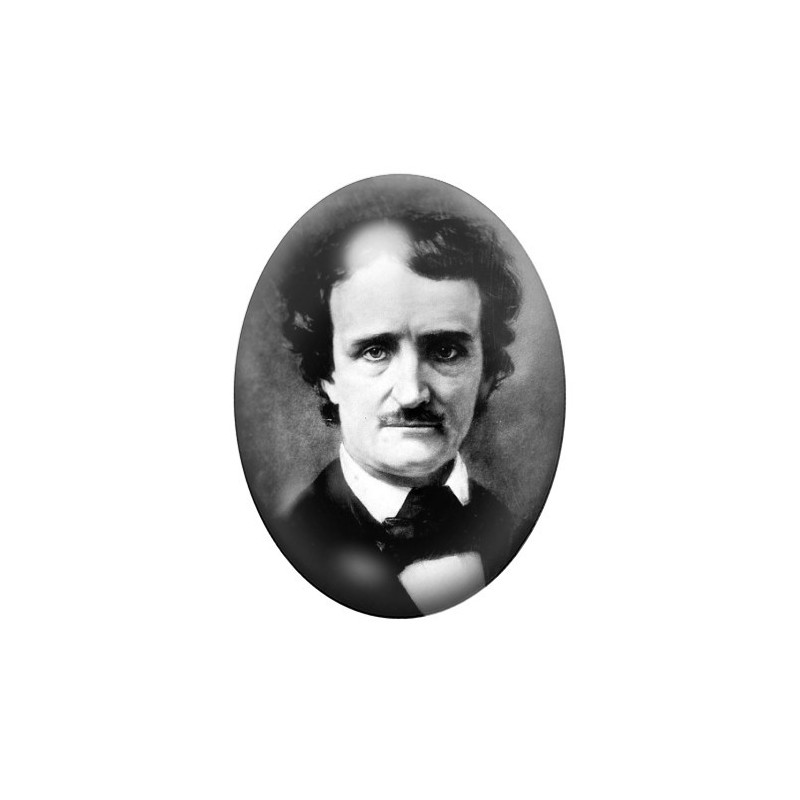 Cabochon en Verre Illustré Edgar Allan Poe Écrivain 13x18, 18x25 ou 30x40mm