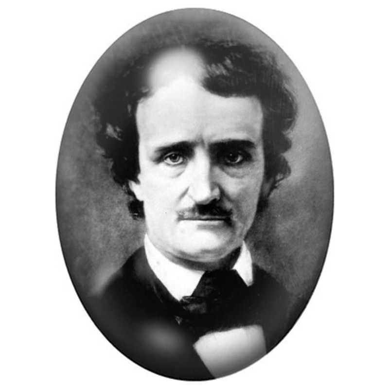 Cabochon en Verre Illustré Portrait d’Edgar Allan Poe 13x18, 18x25 ou 30x40mm