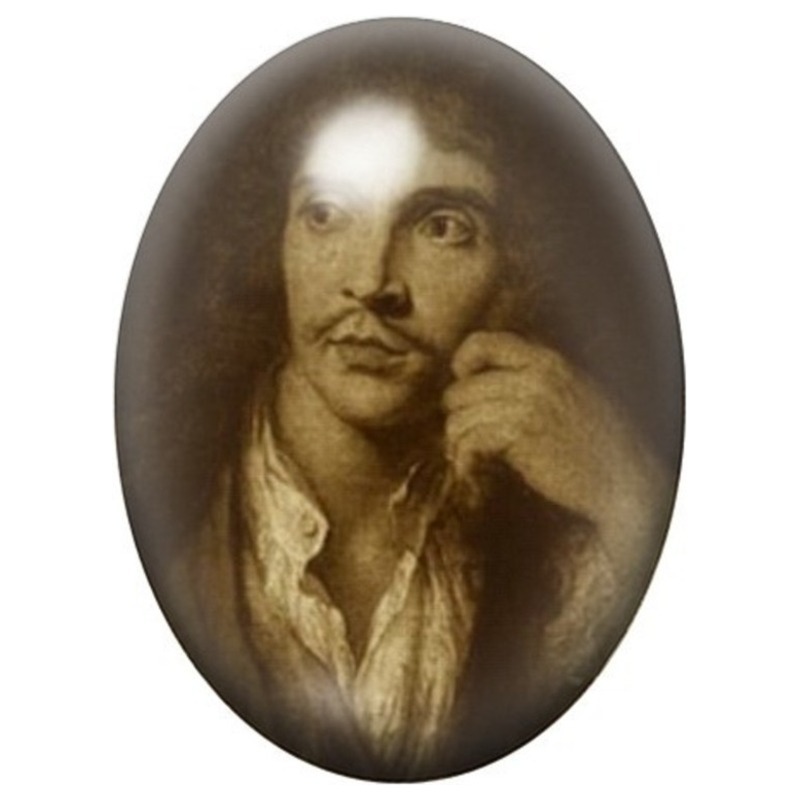 Cabochon en Verre Illustré Portrait de Molière 13x18, 18x25 ou 30x40mm
