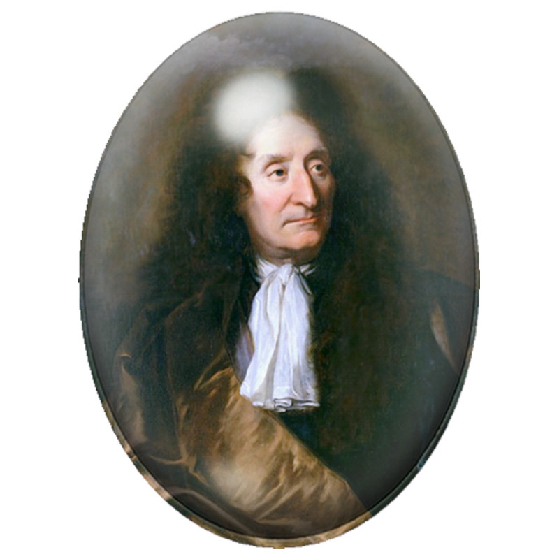 Cabochon en Verre Illustré Portrait de Jean de La Fontaine 13x18, 18x25 ou 30x40mm