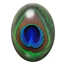 Cabochon en Verre Illustré Œil de Plume de Paon 13x18, 18x25 ou 30x40mm pour la création de bijoux fantaisie - DIY